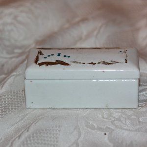 Elfinware stamp porcelain Box Trinket Vintage Original Sticker